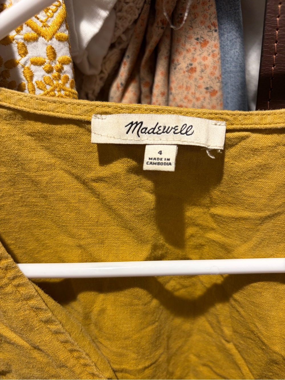 Madewell Mustard Yellow Button Front Linen Blend Tank Size 4 - Picture 2 of 8